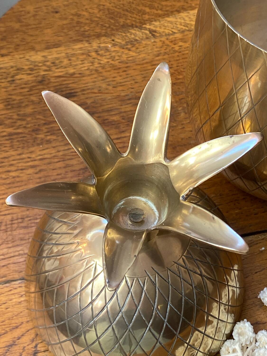 Chiseled brass pineapple