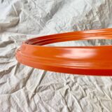 Vintage orange plastic oval wall mirror