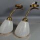 Pair of wall sconces frosted glass & brass 50