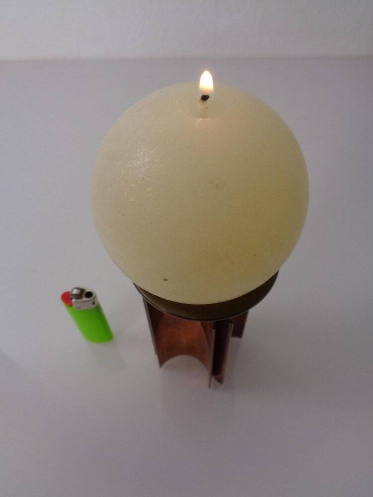 Vintage German Brutalist Candleholder in Copper and Brass, 1960s