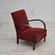 1950s, Danish art deco armchair, original red furniture wool, beech wood.