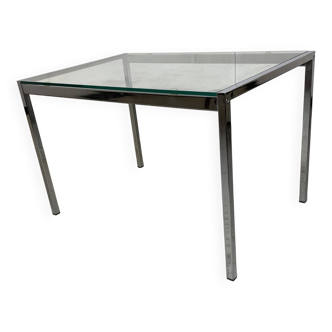Chrome and glass side table