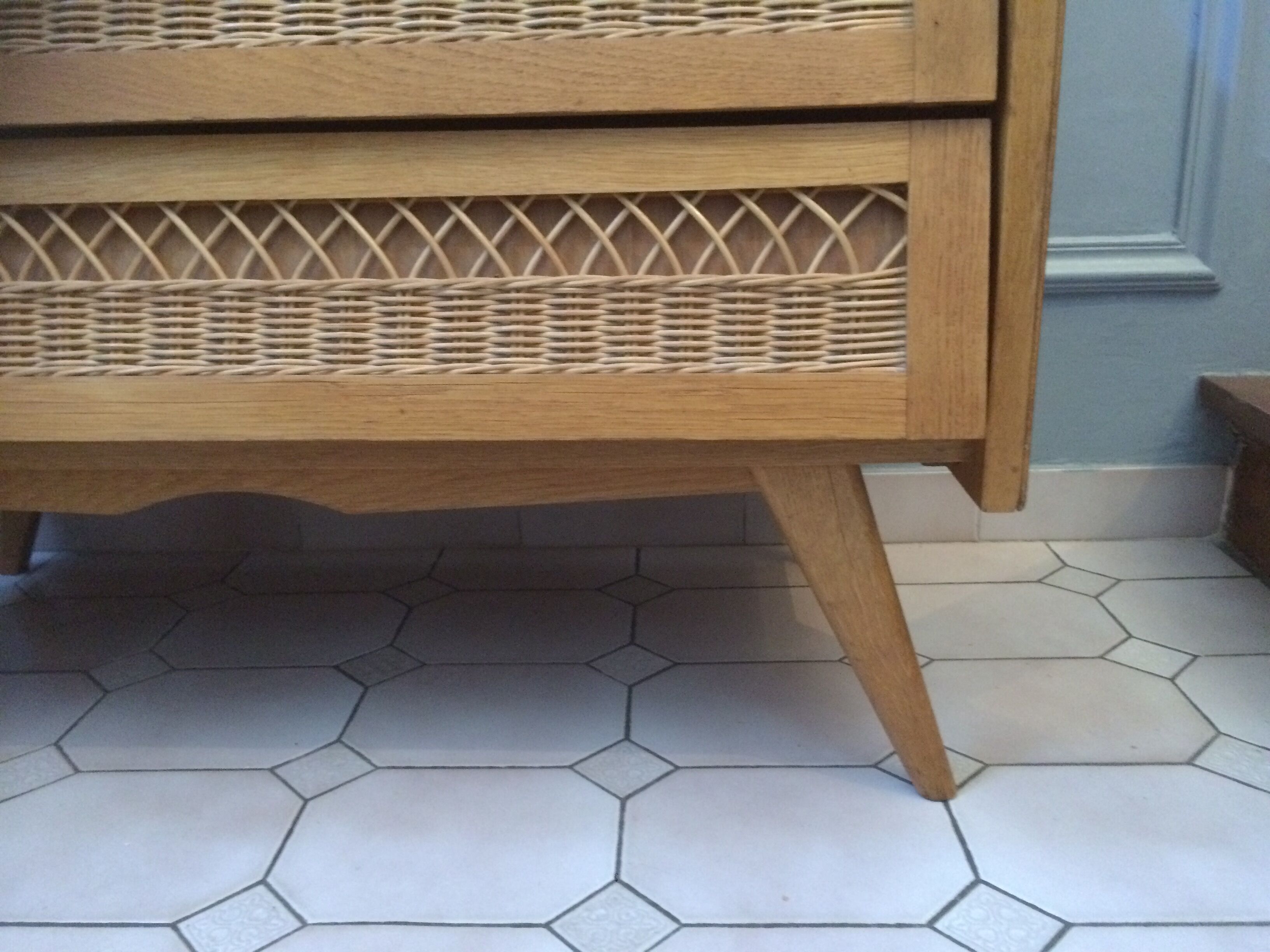 Vintage rattan dresser