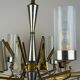 Large mid-century Italian sculptural chandelier in brass and glass, Italy, 1950s