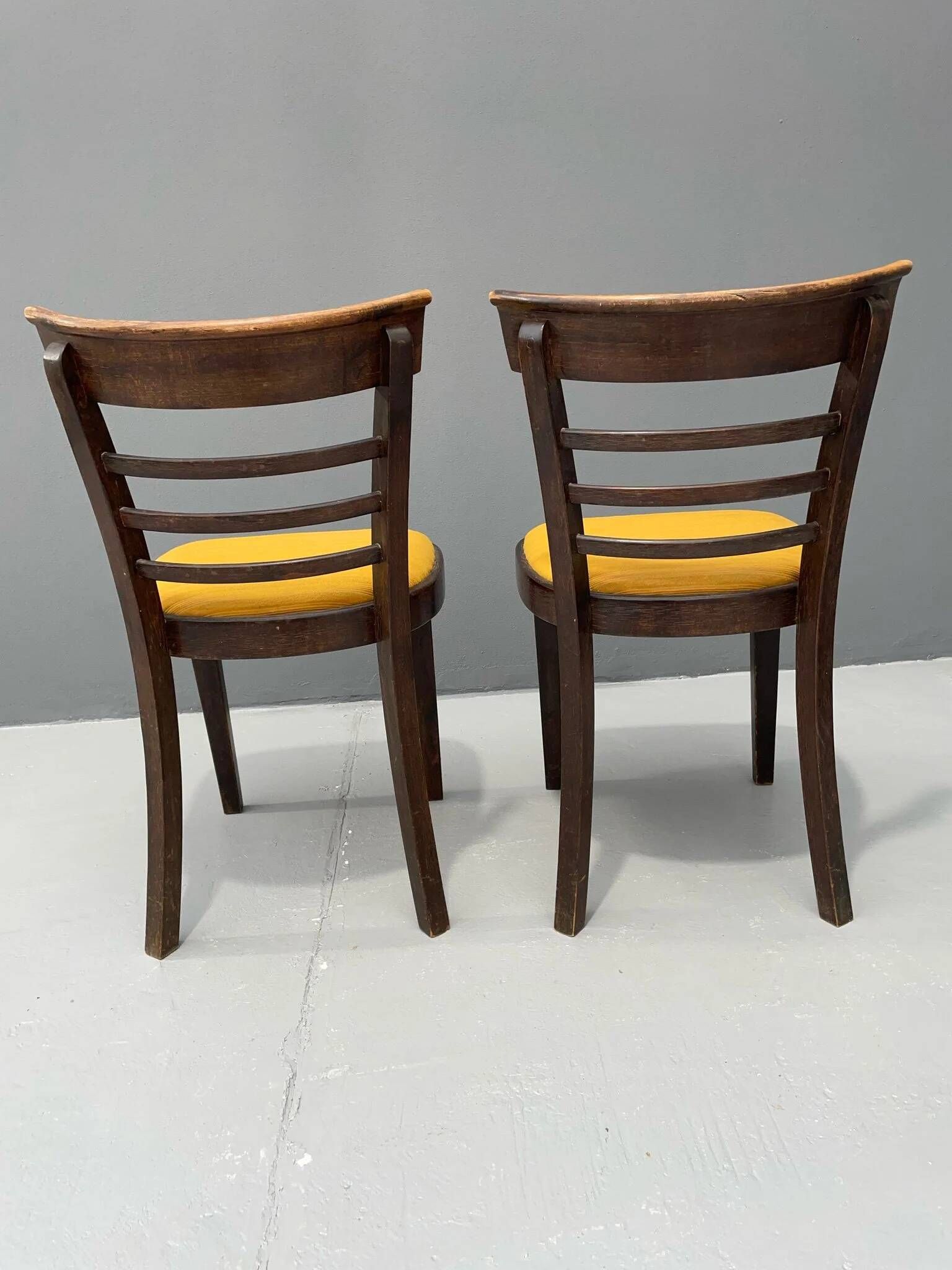 Pair of dining chairs by INTERIER n. p. Praha, wooden dining seating, 1974