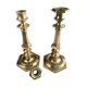 Charming Pair of Victorian Brass Candlesticks with Octagonal Bases - Matching Antique Candle Holders