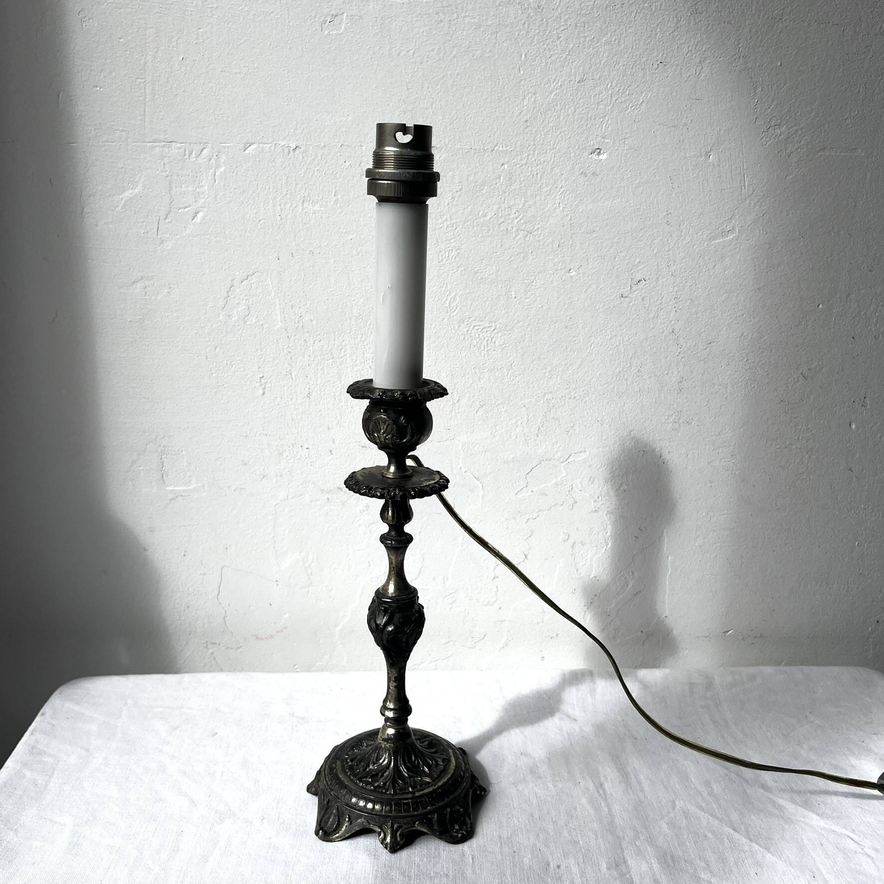 Pair of antique candlestick lamp bases