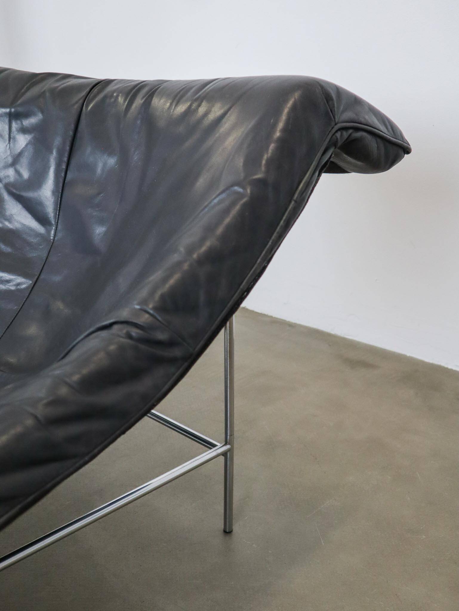 Vintage leather Butterfly chair with steel frame by G. van den Berg, Montis