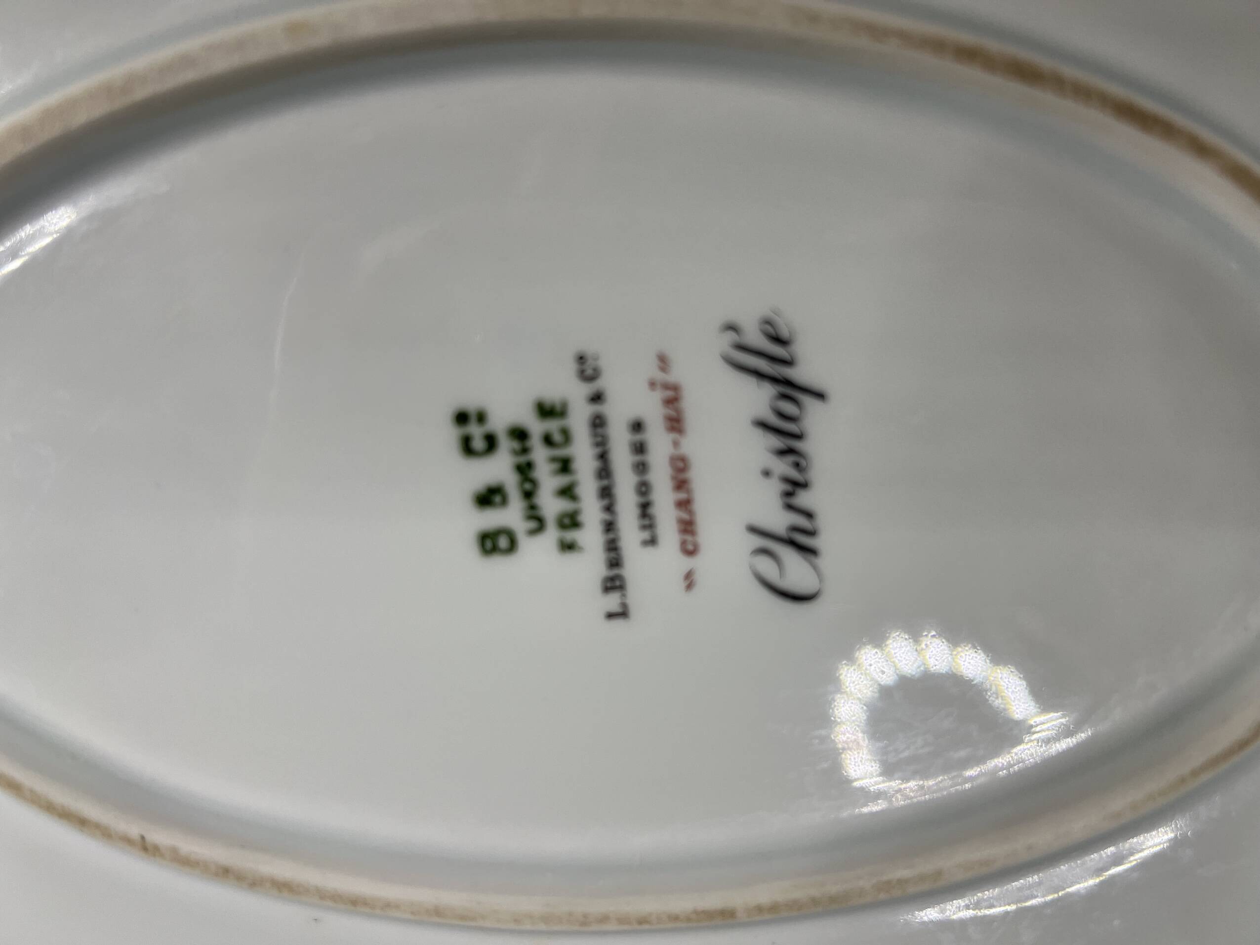 Limoges Bernardaud oval porcelain dish for Christofle