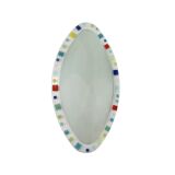 Grand miroir ovale en verre de Murano vintage des années 1970 bleu rouge jaune