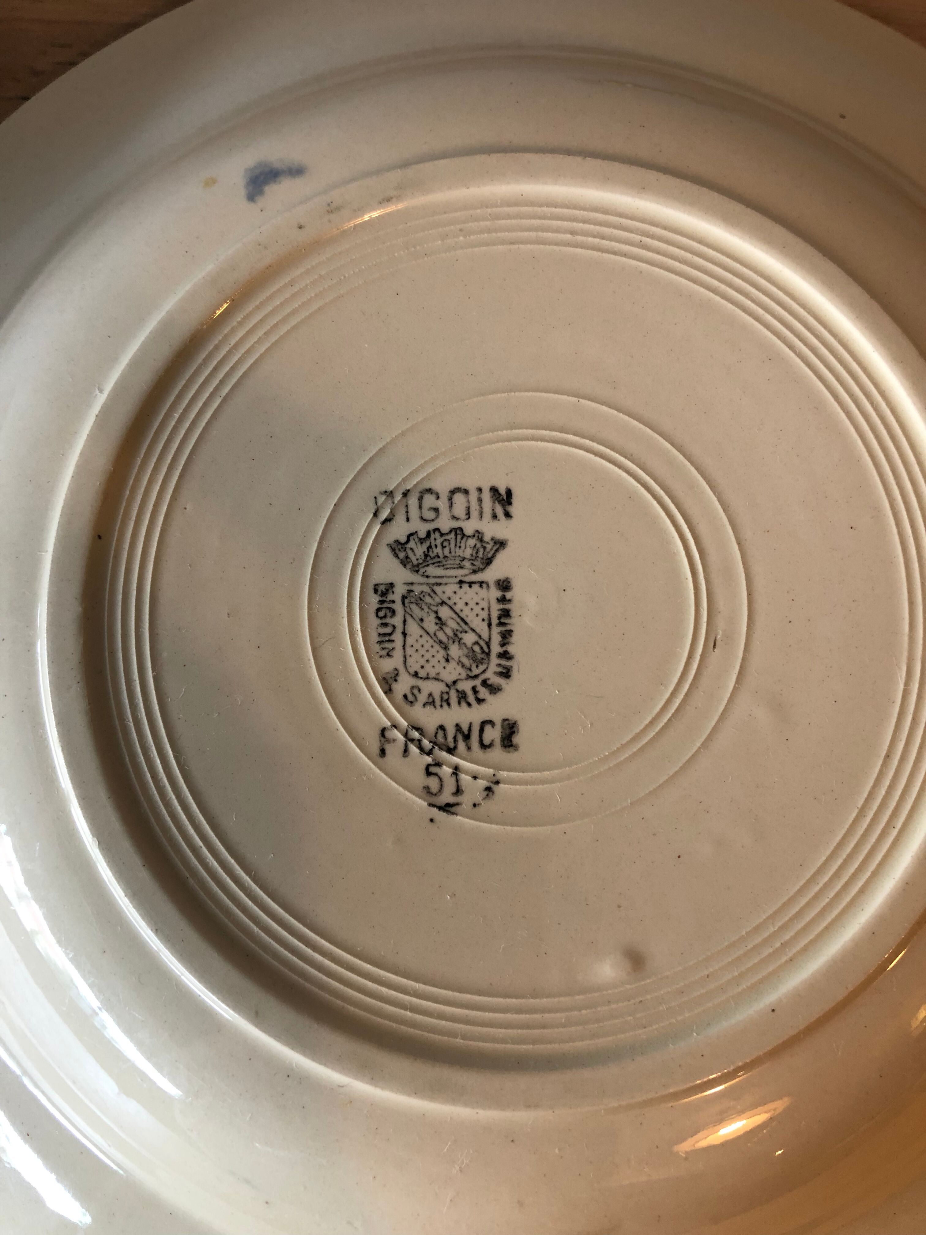 6 assiettes creuses en faïence Digoin Sarreguemines