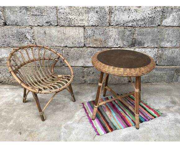 Guerdon Vintage Children S Coffee Table In Rattan Wit Old Wicker Bohemian 1950 Selency Old Rattan Wicker Bohemian 1950 Selency, Children’s Patio Furniture