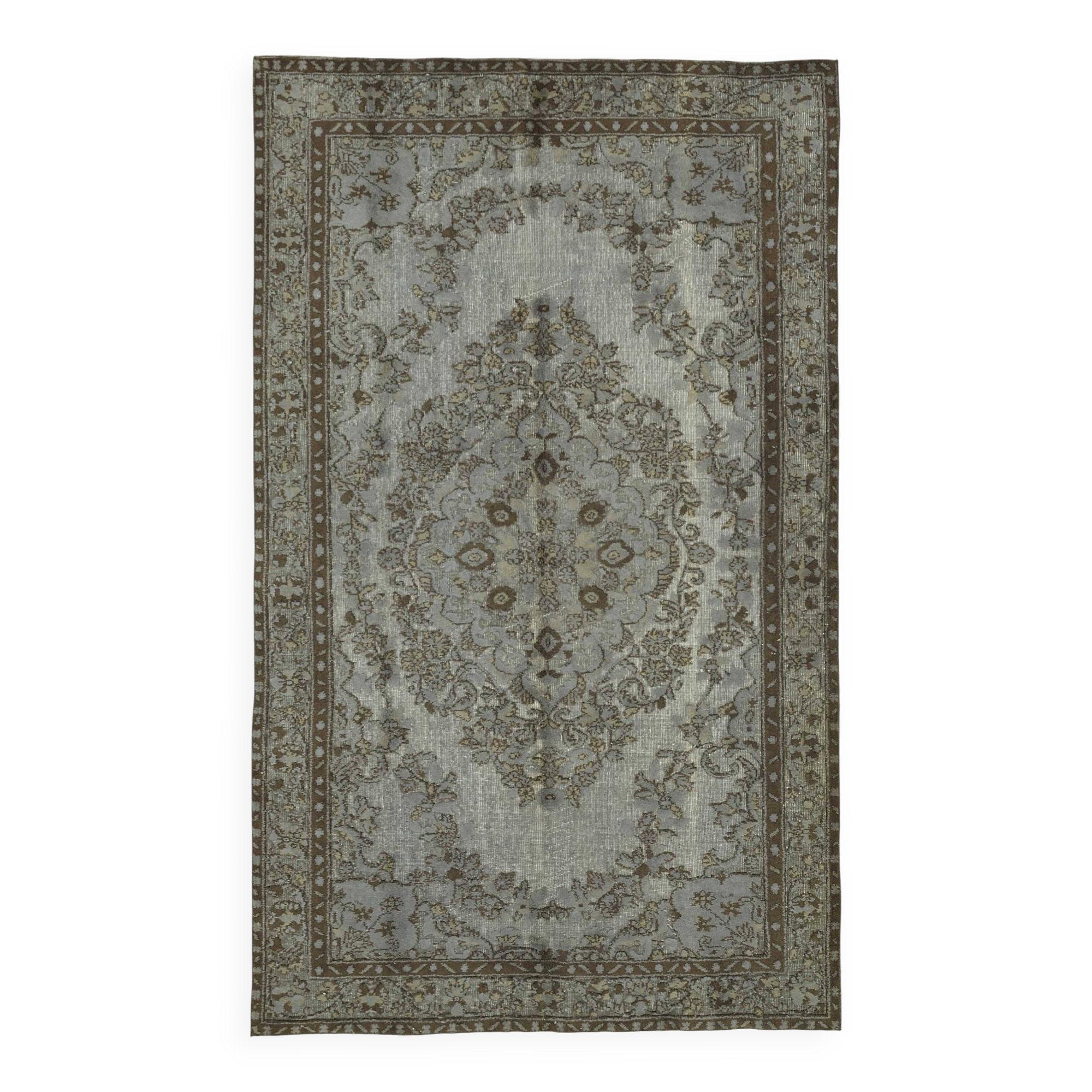 Overdyed Wool Vintage Handmade Carved Rug 172 cm x 287 cm