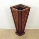 French antique oak tin-lined hand-carved umbrella stand with flower decoration.