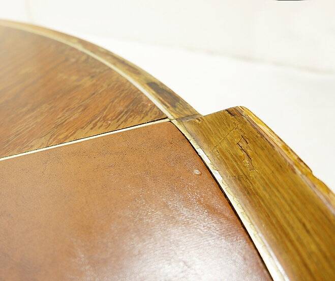 Mid-century wood and leather coffee table