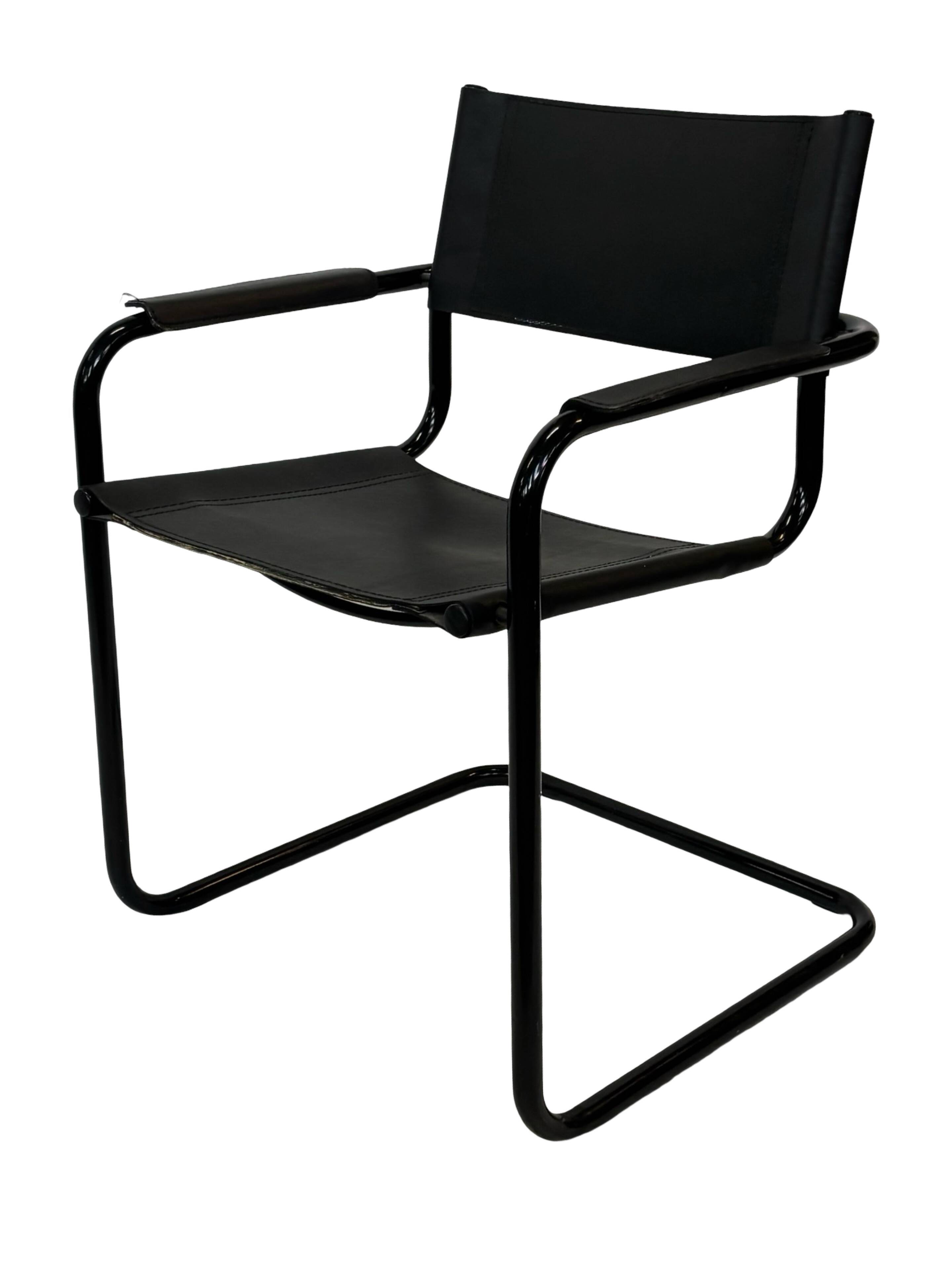 Set of 4 Bauhaus cantilever chairs in black imitation leather design