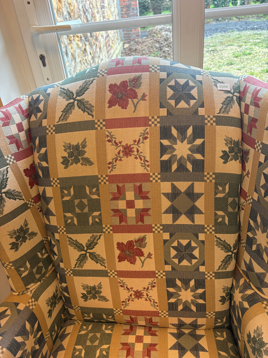 Patchwork wingback chair