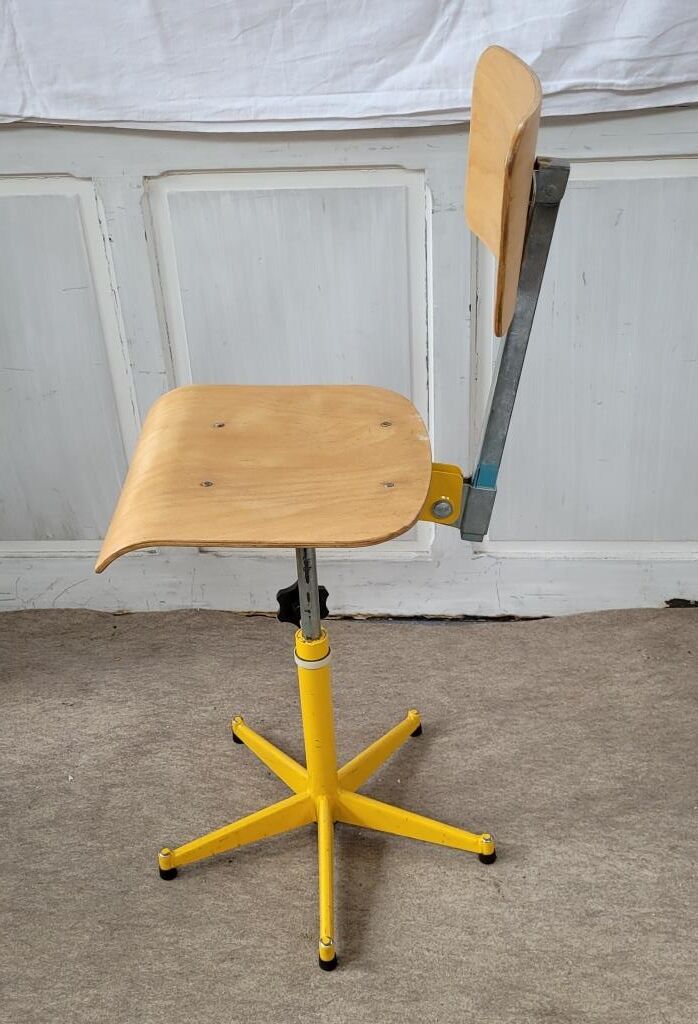 Metal and wood workshop chair, 80s