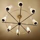 Large Vintage Italian Pendant Light, 1950s, Brass Glass