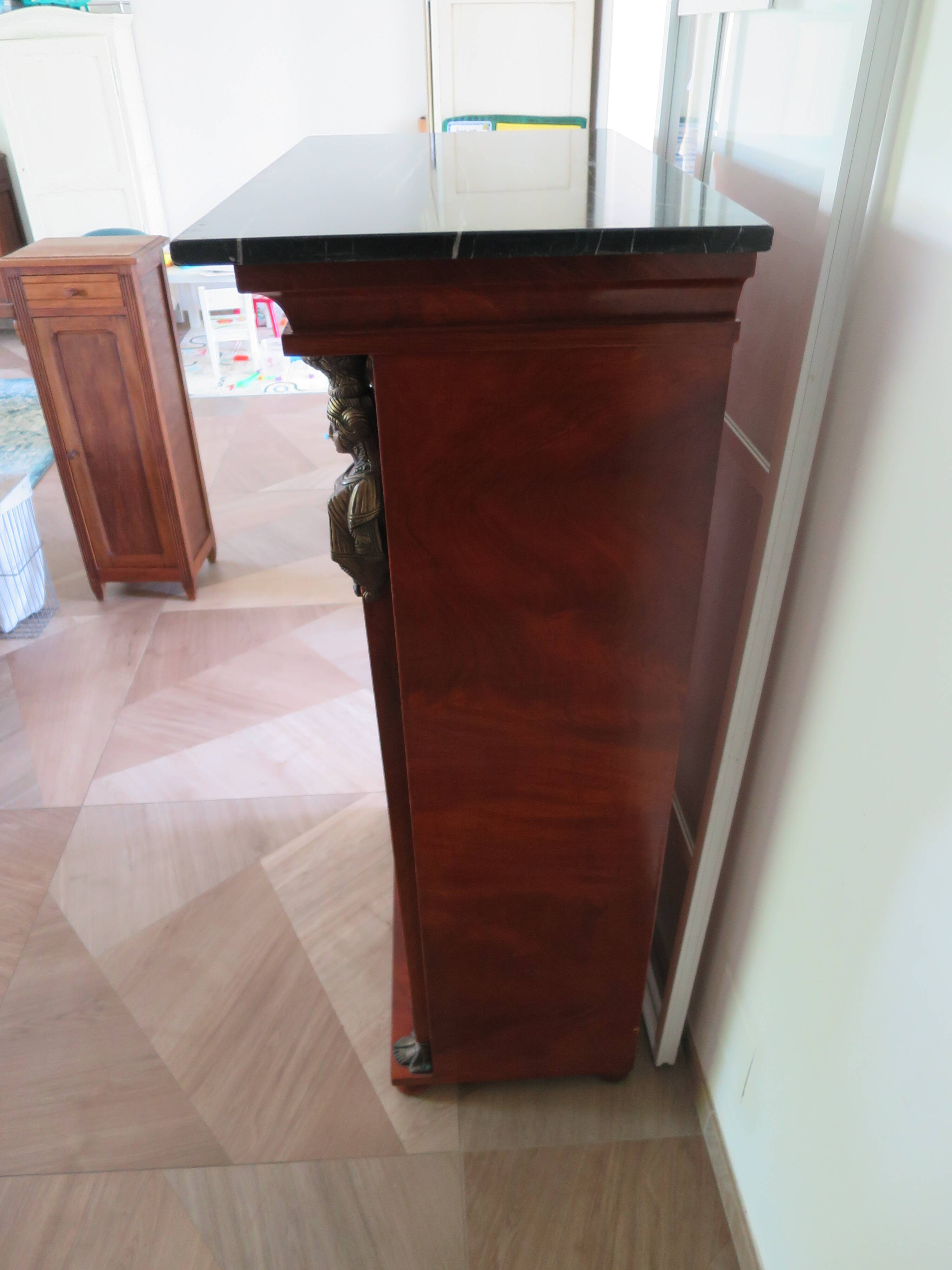 Antique Weekly Planner/Empire Style Commode-Caryatid-Patinated Bronze - 1950
