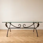 Table basse classique en fer forgé et verre