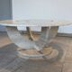 Table basse ronde travertin et vitre, Italie, 1970.
