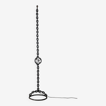 Large brutalist chain floor lamp