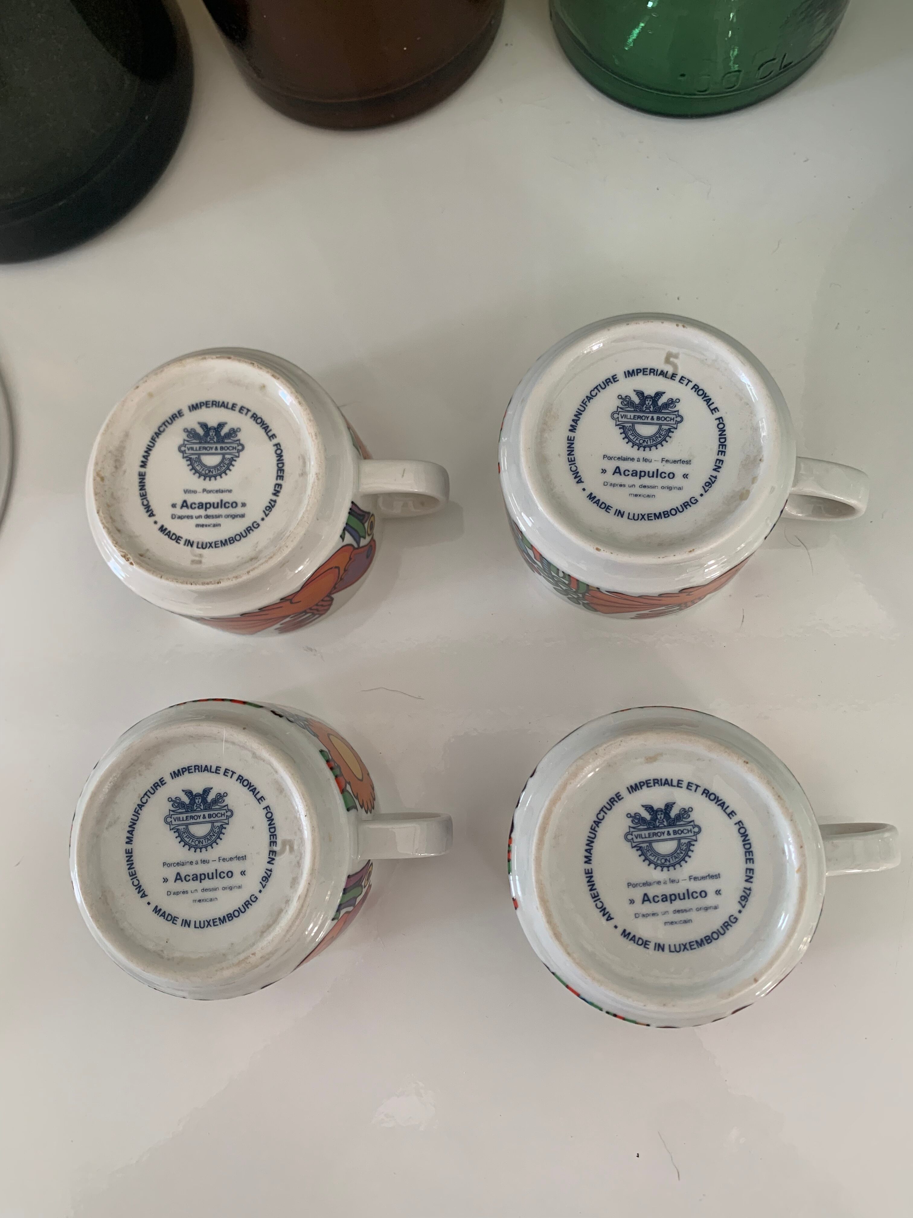 4 coffee cups Villeroy & Boch Acapulco + saucers Year 70