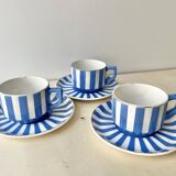 Set of 3 FOX TROTT coffee cups from Sarreguemines, 1930s, Art Deco service.