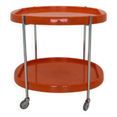 Space Age Chrome Serving Trolley with Orange Plastic Trays, 1970s