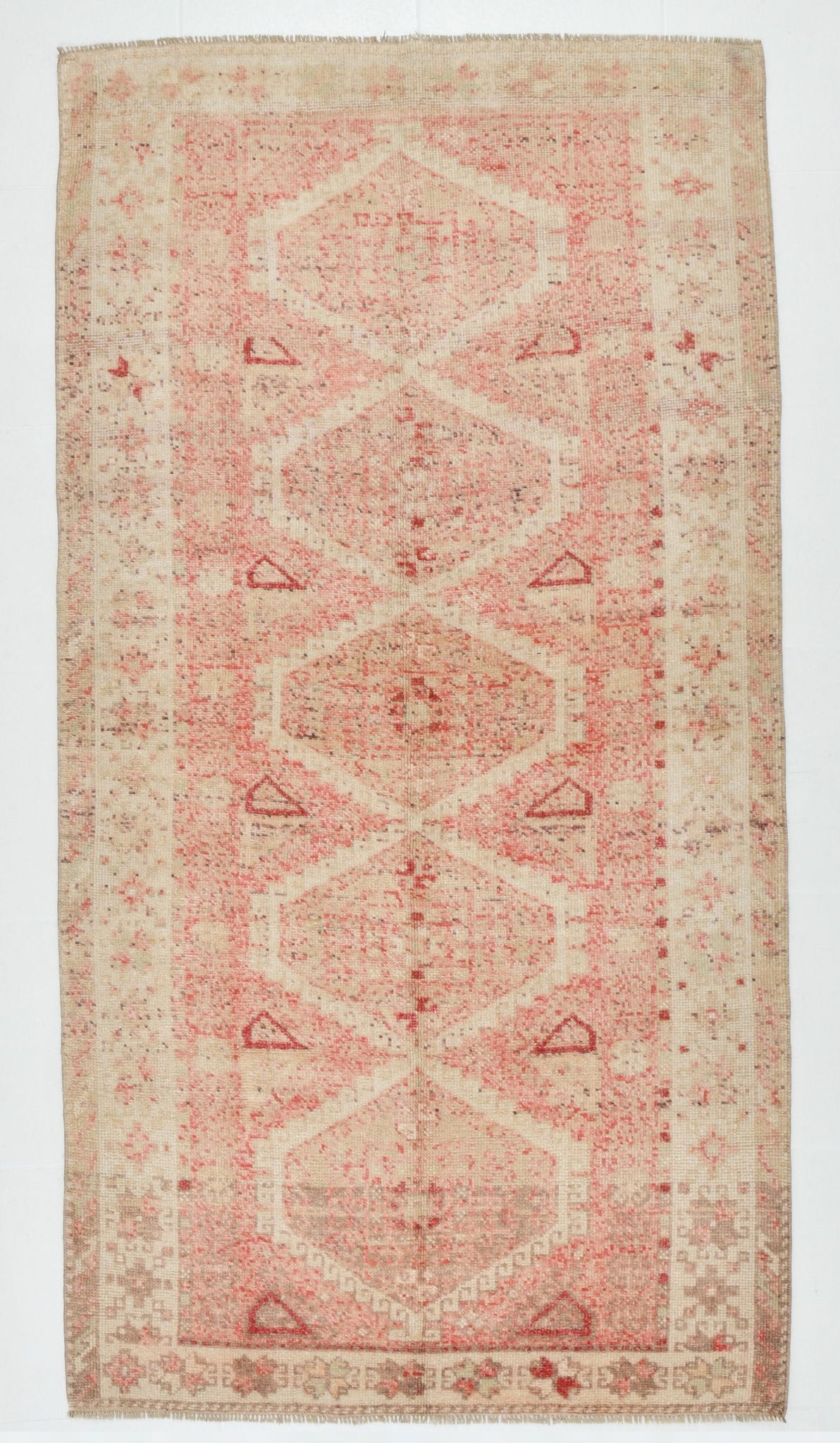Geometric handmade oushak rug 226x121cm