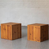 Set of 2 pine cube cabinets in the style of ate van apeldoorn, dutch design, 1960’s