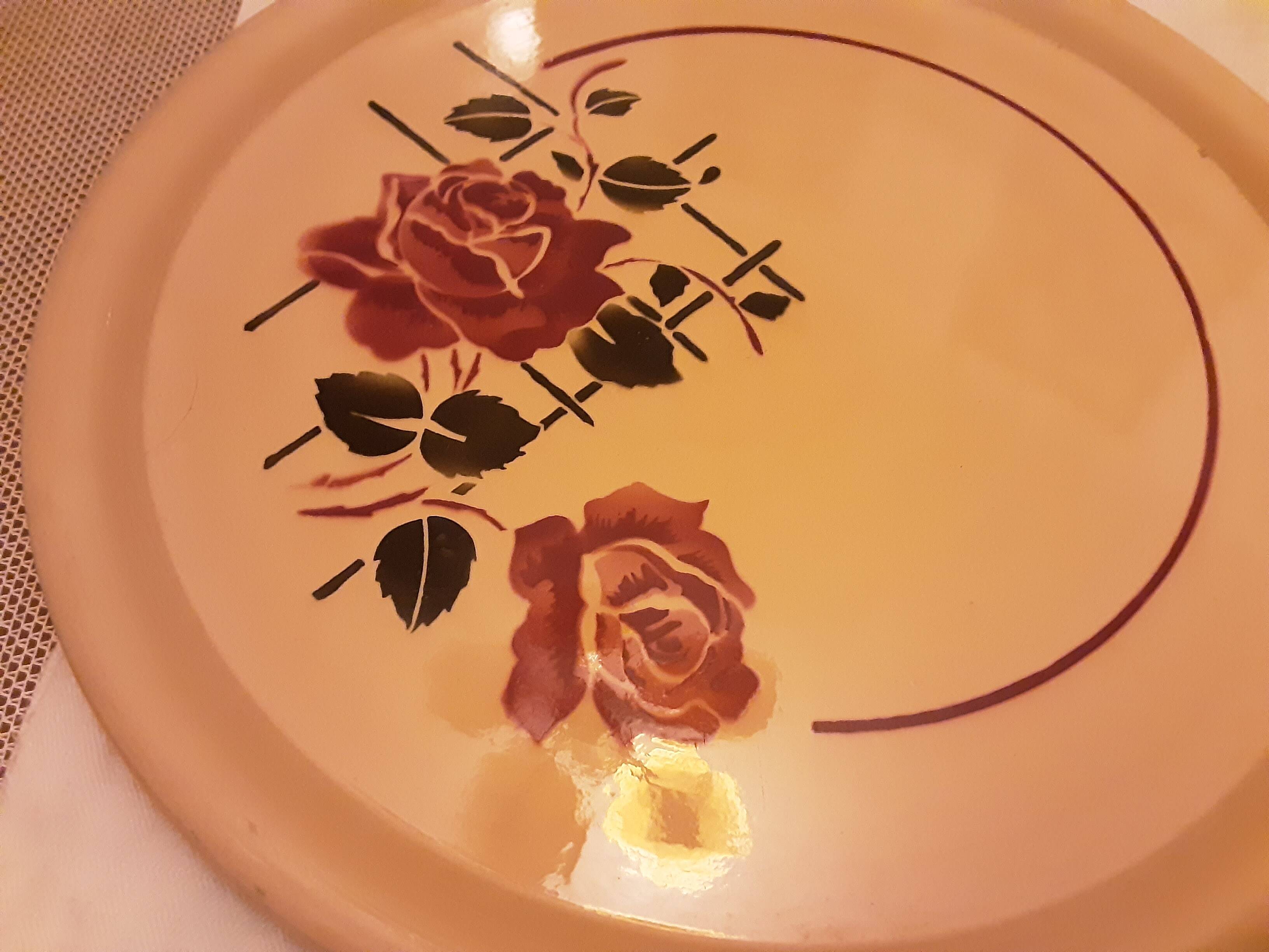 1940s floral earthenware dessert dish