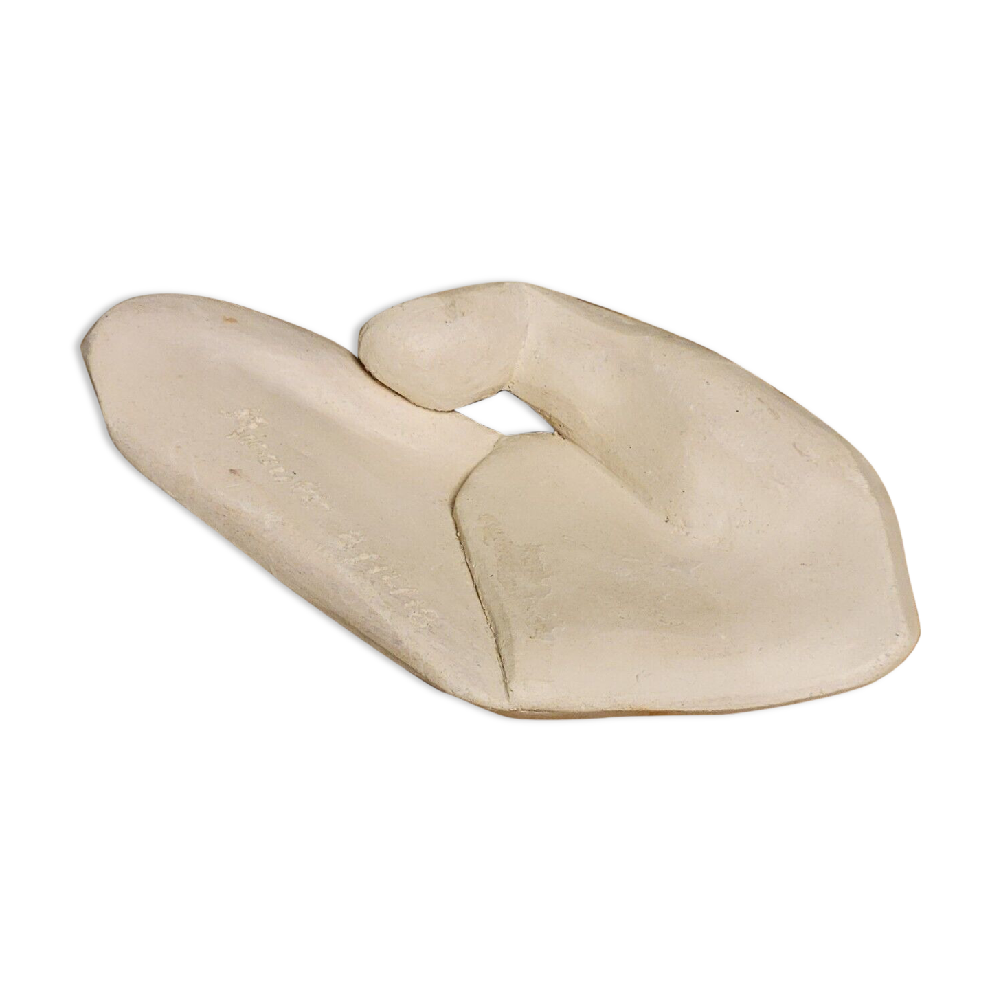 Empty hand pocket ceramic geometric sculpture brutalist signed