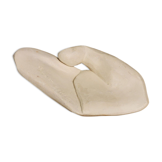 Empty hand pocket ceramic geometric sculpture brutalist signed
