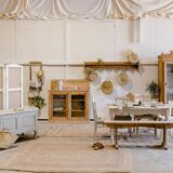 White stained & jute screen