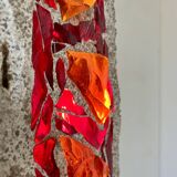 XL "stained glass" wall sconce, glass and cement, Sweden 1950