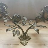Ancienne applique murale laiton doré feuillages et roses