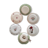 6 mismatched old dessert plates