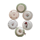 6 mismatched old dessert plates