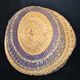 Vintage round basket in woven straw and leather - ethnic decorative ball basket