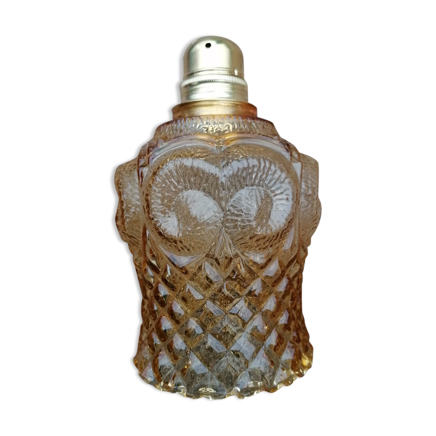 Vintage molded globe pendant lamp in yellow glass