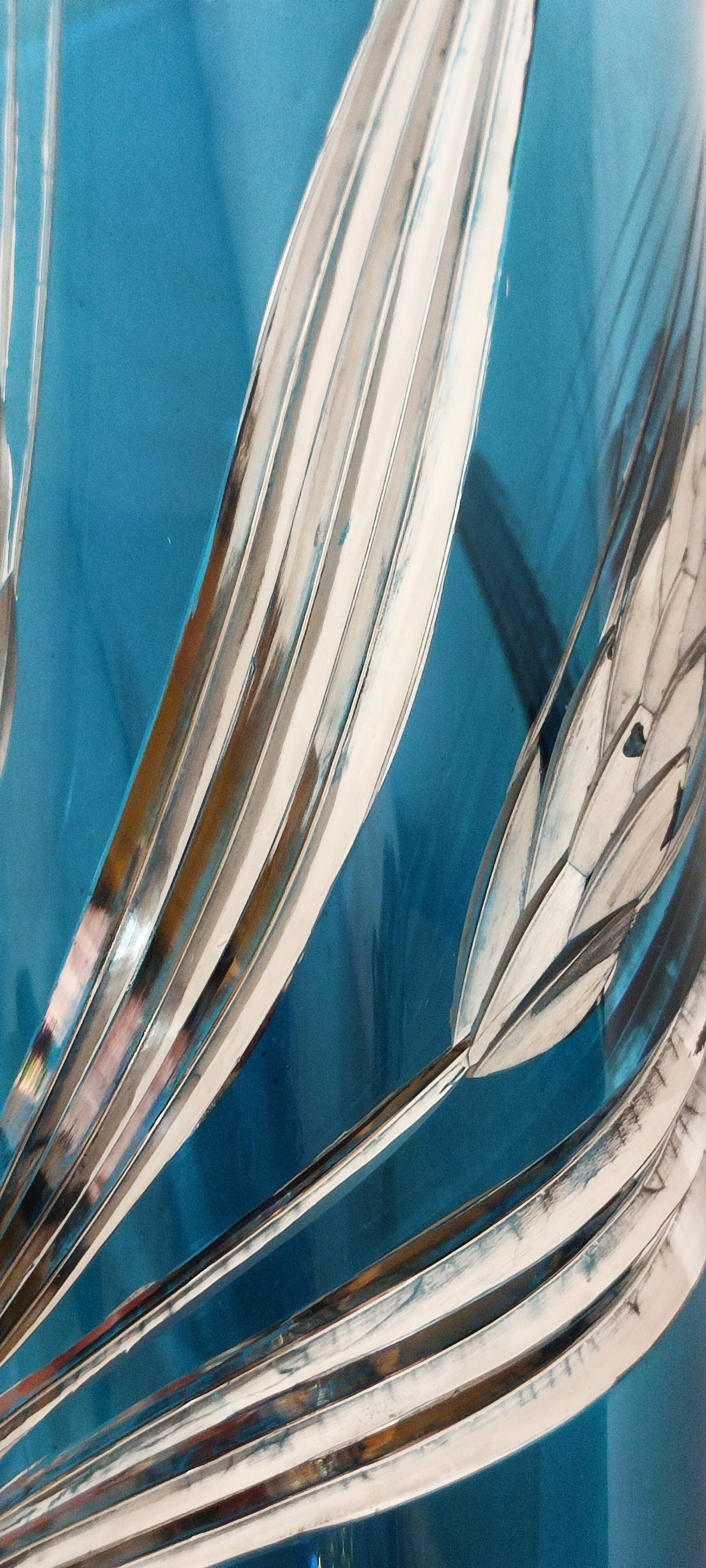 Blue and silver crystal vase. France 1950s.