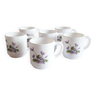 Set of 6 purple Arcopal espresso cups