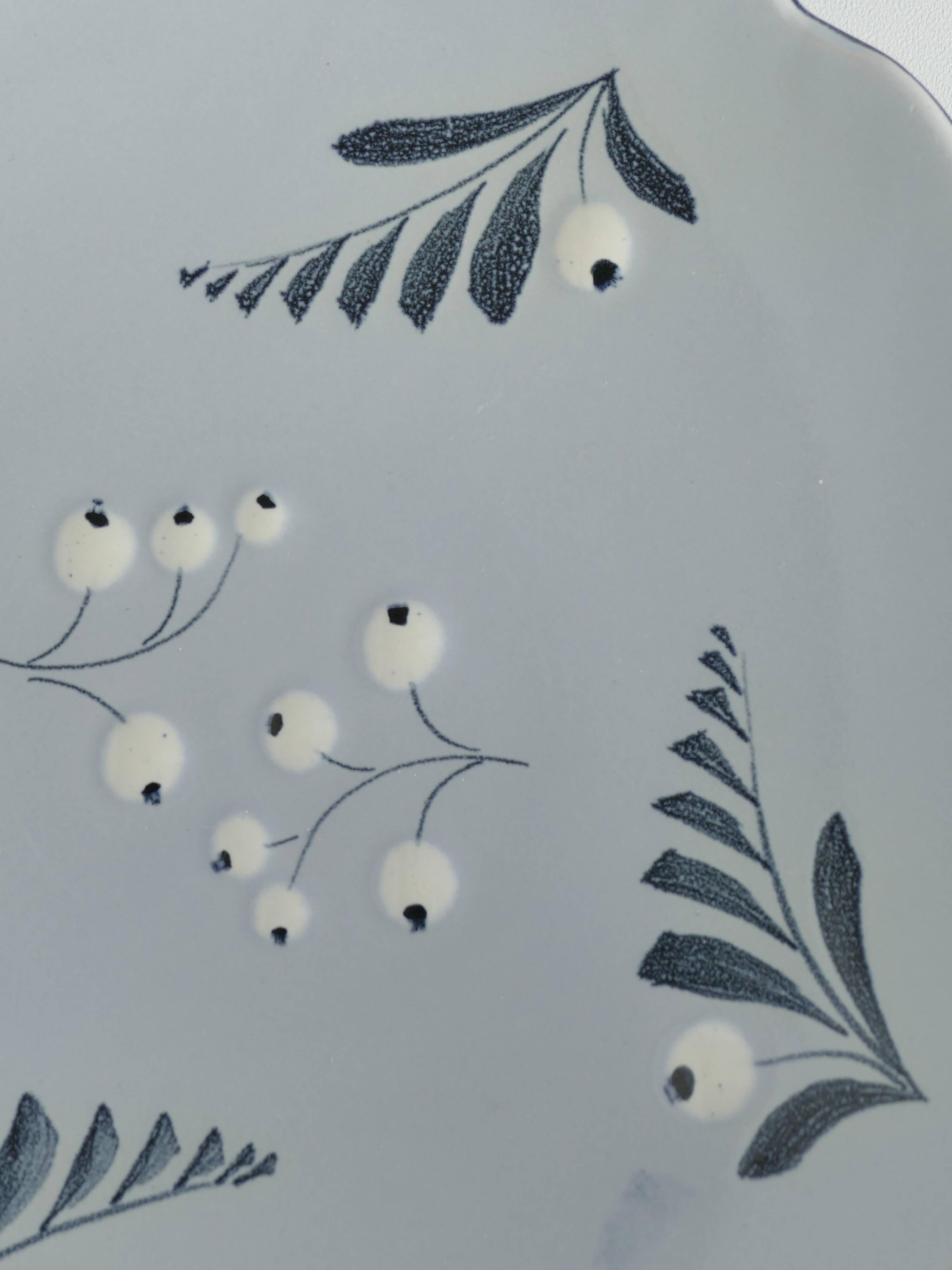 Mid-Century Modern French Blue Plate by Eva Jancke-Björk for Bo Fajans, Sweden