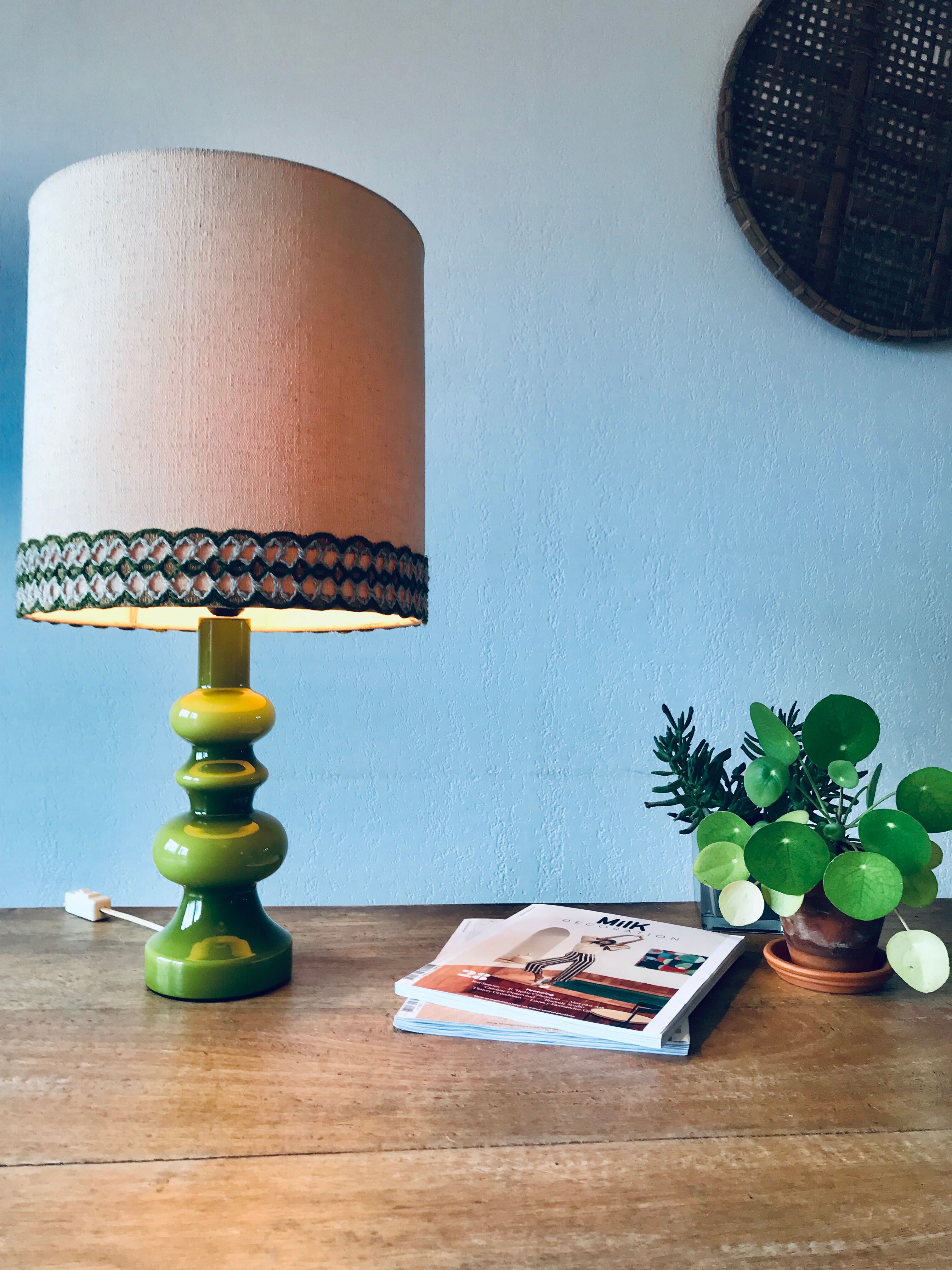 Vintage green glass lamp