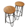 Pair of industrial style bar stools – Wooden seat & tapered legs