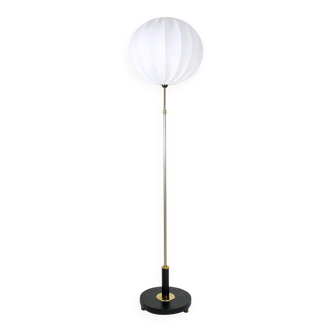 Art Deco Floor Lamp in Brass with Blackened Wood, 1940s