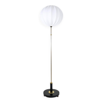 Art Deco Floor Lamp in Brass with Blackened Wood, 1940s