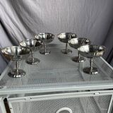 6 vintage stainless steel ice cream cups
